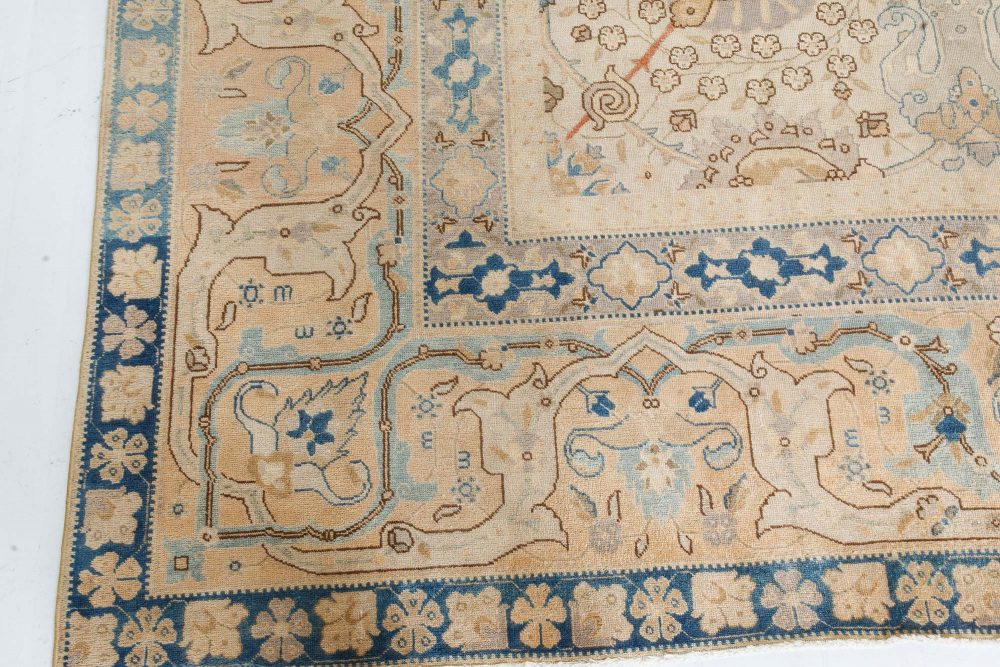 Authentic Persian Tabriz Rug in Beige, Blue, Brown, Gray, Orange BB7413