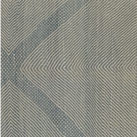 Contemporary Flatweave Geometric Light Gray With Dusty Blue Wool Runner “Crestline” N12144