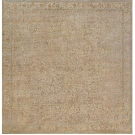 Traditional Floral-Inspired Arabesque Warm Tan Handmade Silk Carpet “Goldleaf” N12148