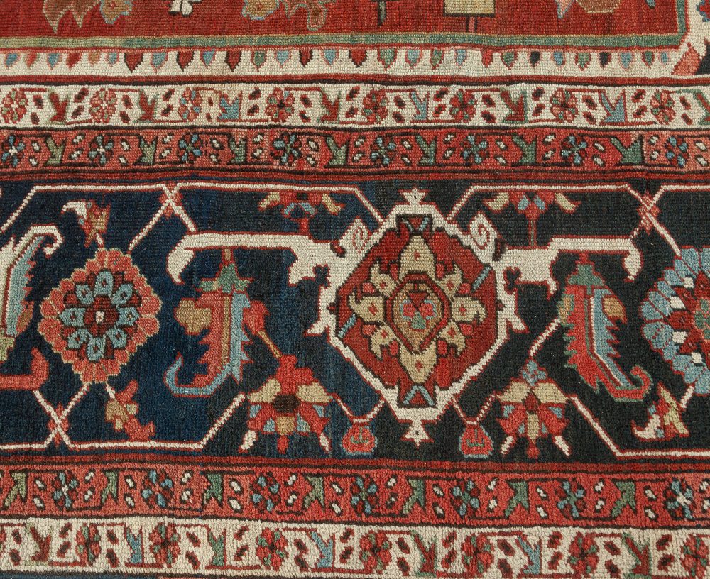 One-of-a-kind Antique Persian Heriz Rug in Beige, Blue, Pink, and Red BB7575