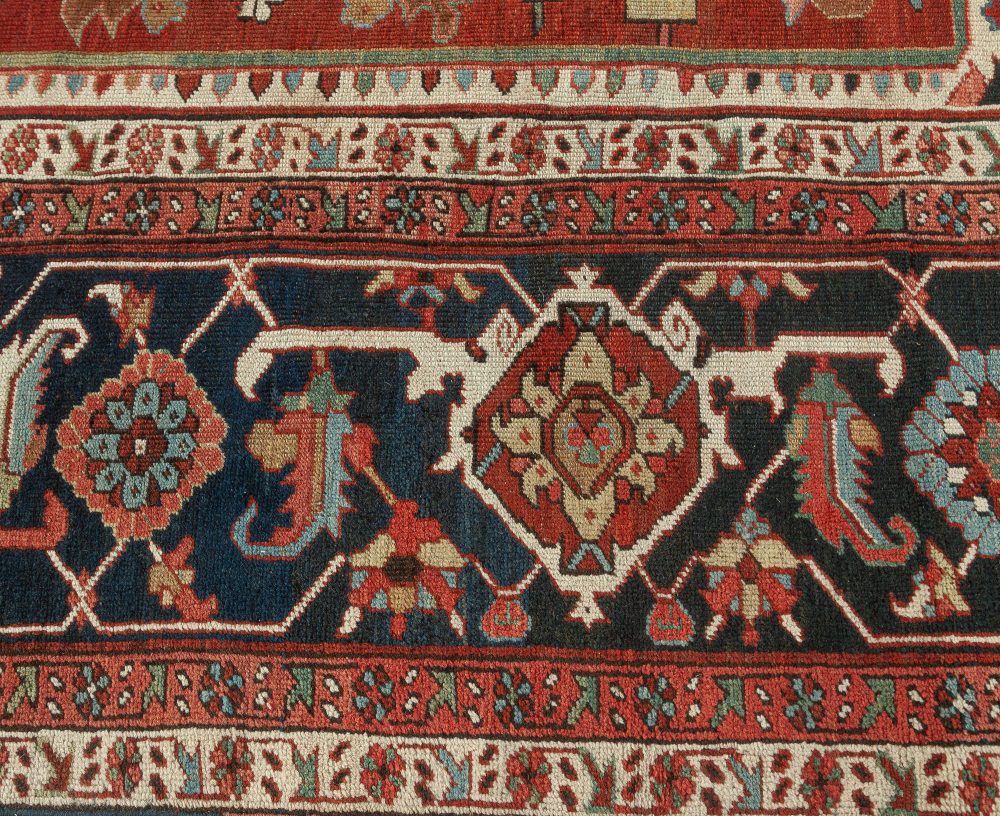 One-of-a-kind Antique Persian Heriz Rug in Beige, Blue, Pink, and Red BB7575