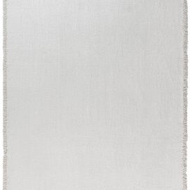 Contemporary Flatweave Solid Soft White Hand-Knotted Wool Rug “Frang” N12165