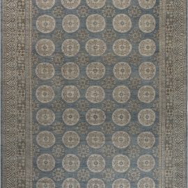 Hand-Knotted-Inspired Traditional Rug Medallion Light Beige Hand-Knotted Wool “Rondelle” N12152
