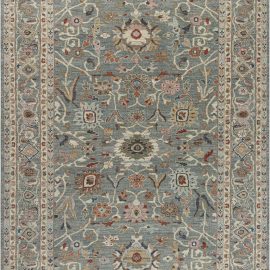 Floral-Inspired Traditional Sultanabad Soft Beige Handmade Wool Rug “Skyblossom” N12155