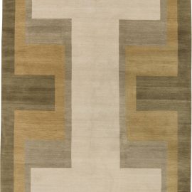 Contemporary Art Deco Inspired Hand Knotted Wool Rug N11389
