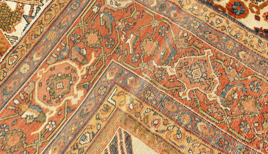 Authentic Persian Sultanabad Rug (Size Adjusted) in Beige Blue Green Orange Red BB7577