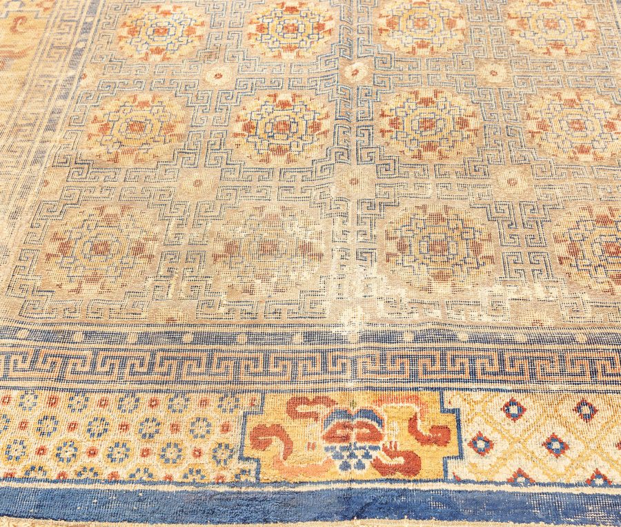 Antique Chinese Rug Hand Knotted in Silk and Metal BB7579