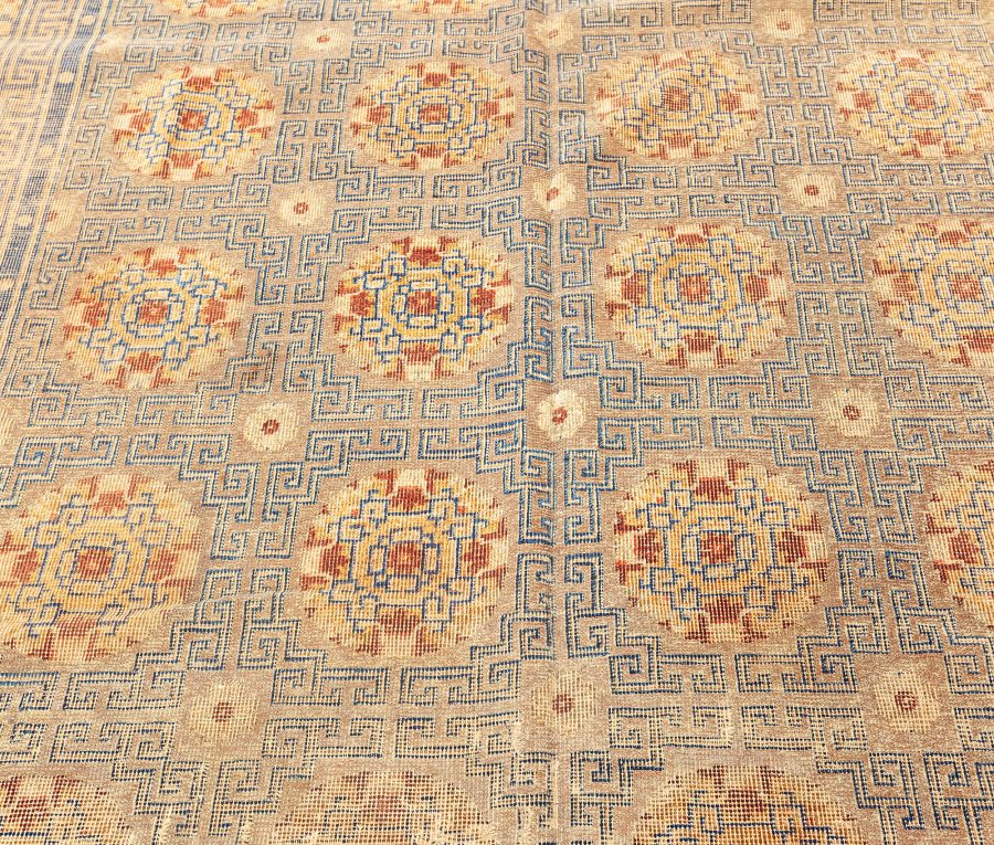 Antique Chinese Rug Hand Knotted in Silk and Metal BB7579