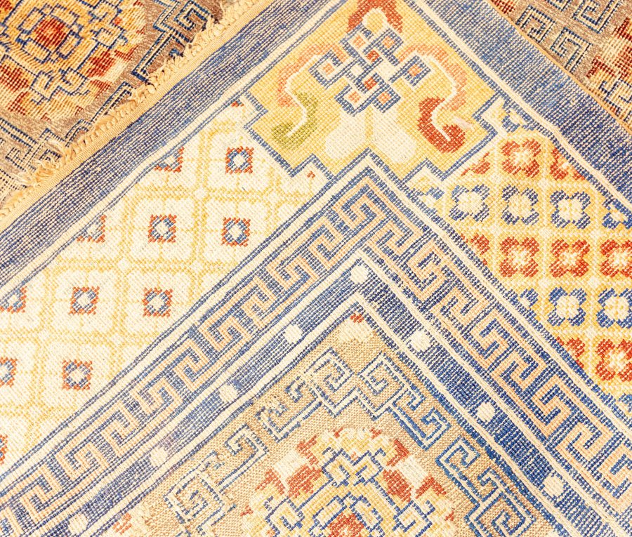 Antique Chinese Rug Hand Knotted in Silk and Metal BB7579