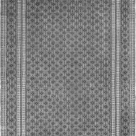 Vintage Indian Geometric Ivory And Charcoal Flatweave Cotton Rug Agra BB7582