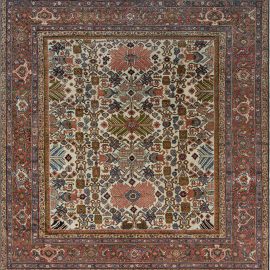 Authentic Persian Sultanabad Rug (Size Adjusted) in Beige Blue Green Orange Red BB7577