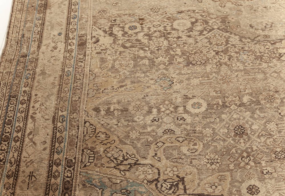 Oversized Antique Persian Malayer Rug in Beige, Blue and Brown BB7585