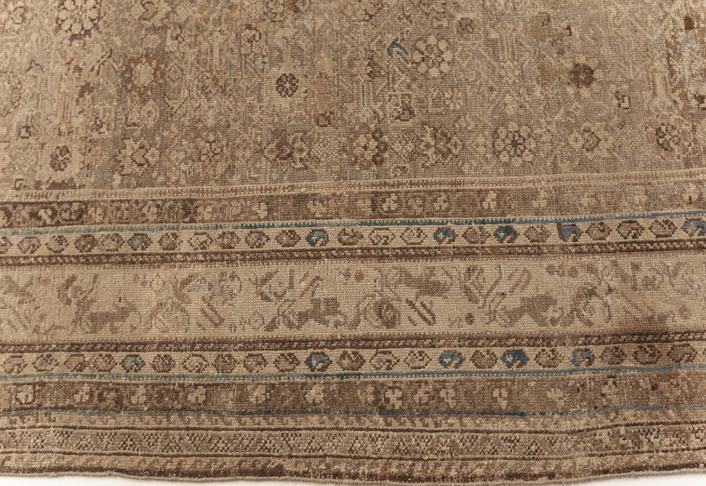 Oversized Antique Persian Malayer Rug in Beige, Blue and Brown BB7585