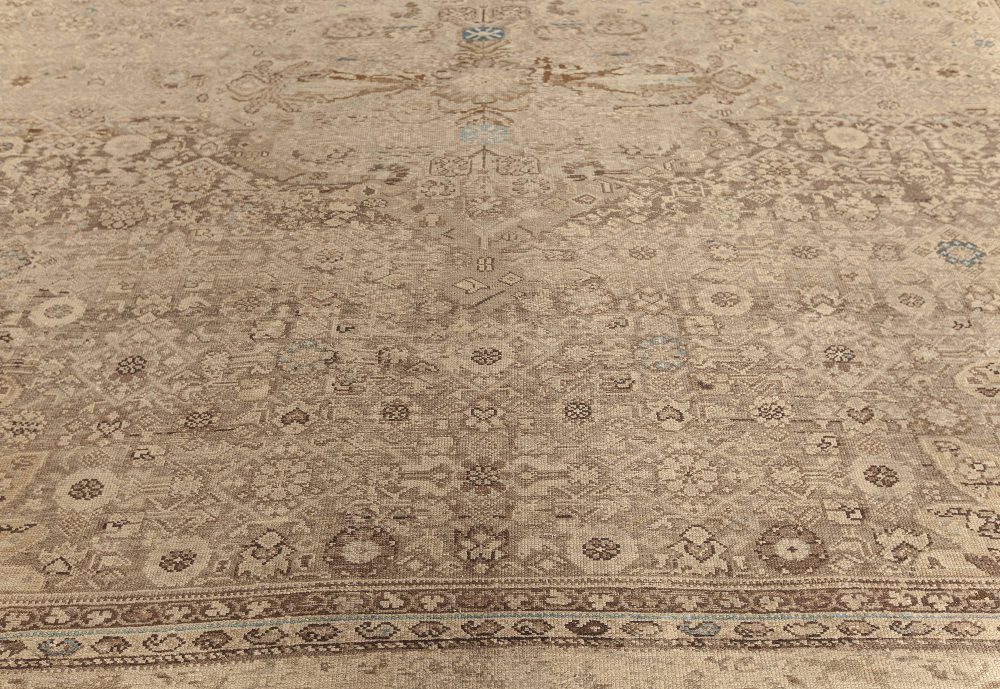 Oversized Antique Persian Malayer Rug in Beige, Blue and Brown BB7585