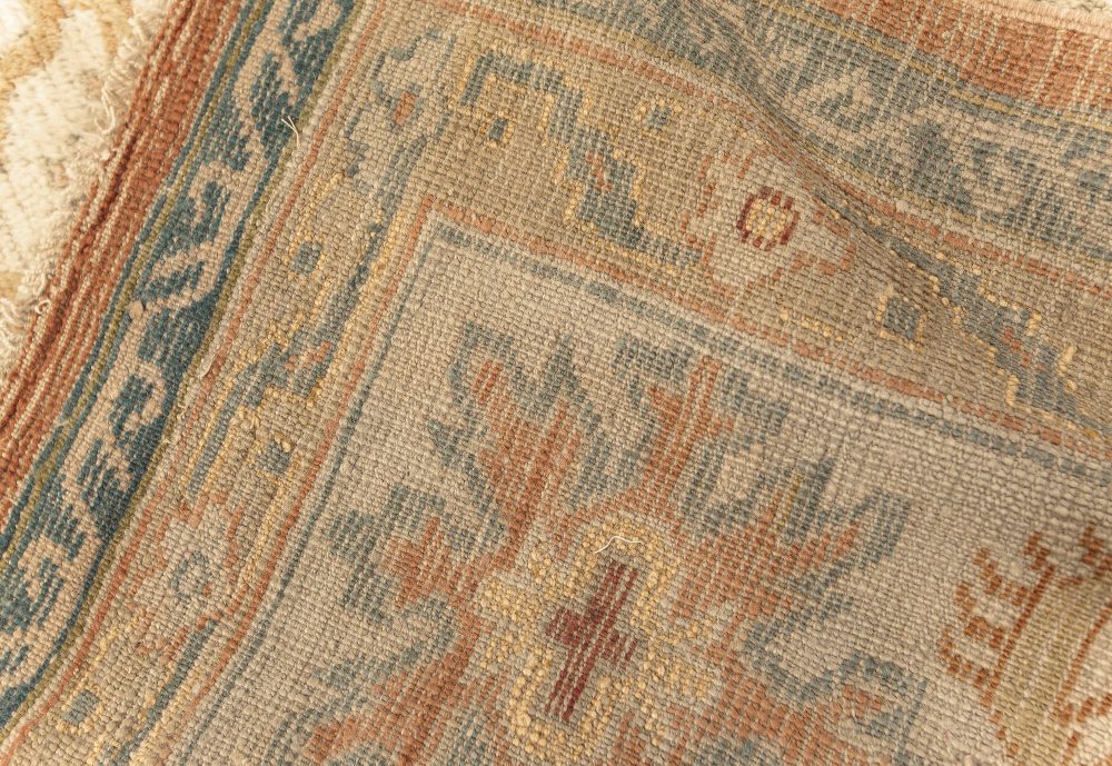 One-of-a-kind Antique Turkish Oushak Beige, Blue, Gold, Pink Handmade Wool Rug BB7587