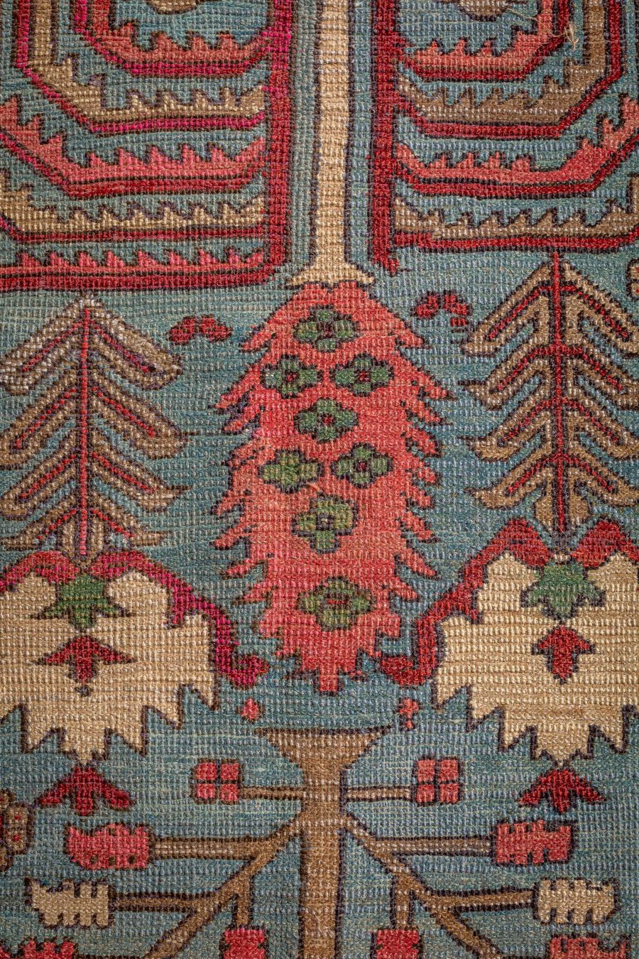 One-of-a-kind Antique Persian Bakshaish Rug in Beige, Blue, Brown, Green and Pink BB7588