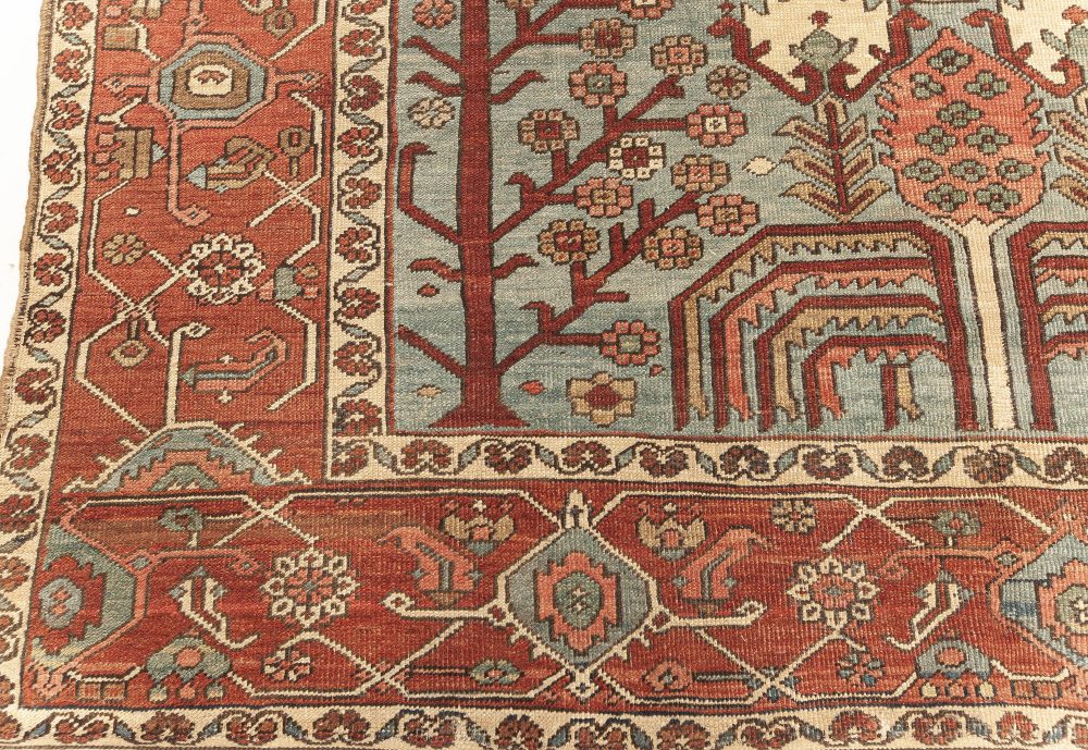 One-of-a-kind Antique Persian Heriz Rug in Beige, Blue, Brown, Green and Pink BB7588