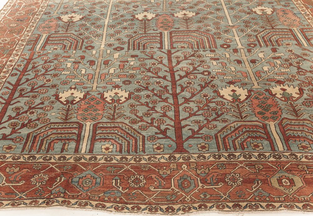 One-of-a-kind Antique Persian Bakshaish Rug in Beige, Blue, Brown, Green and Pink BB7588