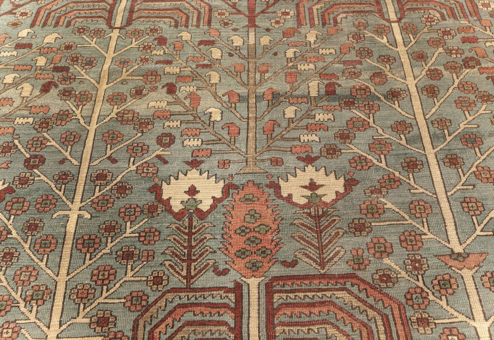 One-of-a-kind Antique Persian Bakshaish Rug in Beige, Blue, Brown, Green and Pink BB7588