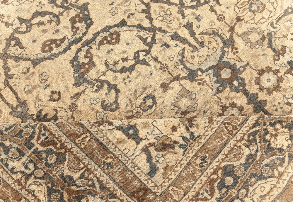 Authentic Persian Tabriz Rug in Beige, Blue, Brown and Gray BB7595