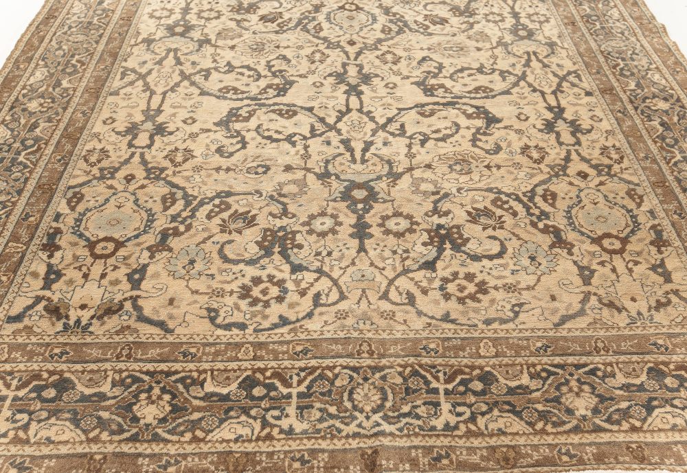 Authentic Persian Tabriz Rug in Beige, Blue, Brown and Gray BB7595