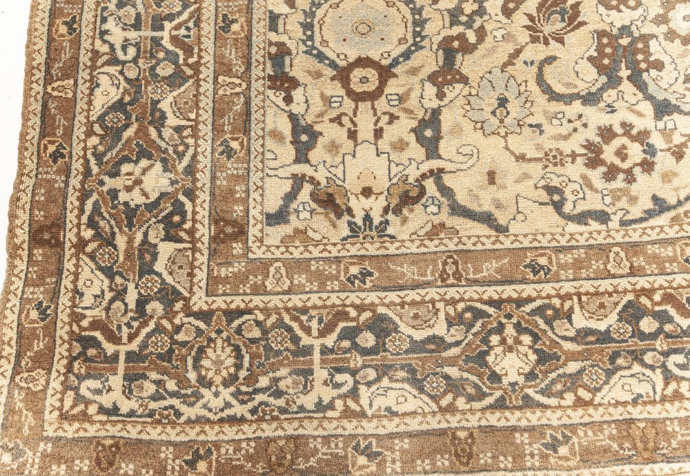 Authentic Persian Tabriz Rug in Beige, Blue, Brown and Gray BB7595