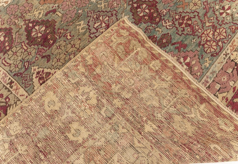 Antique Turkish Ghiordes Beige, Green, Orange, Pink, Red Rug (Size Adjusted) BB7599