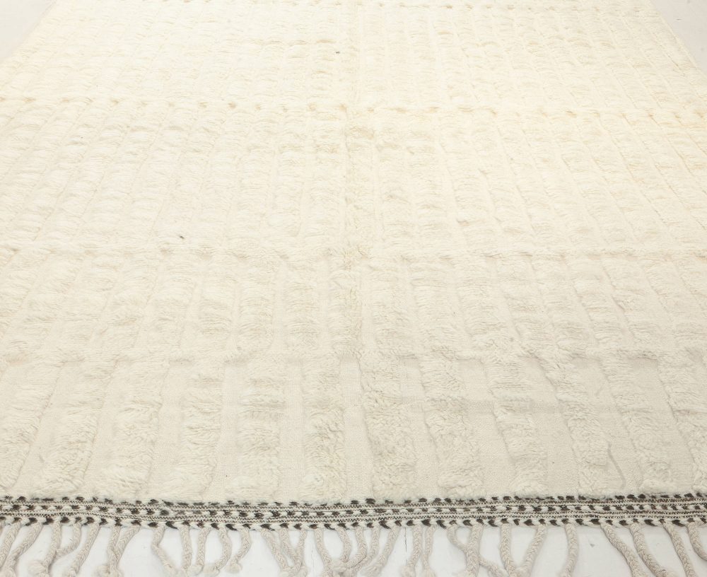 Doris Leslie Blau Collection Modern Moroccan Beige High-Low Knotted Wool Rug N12123