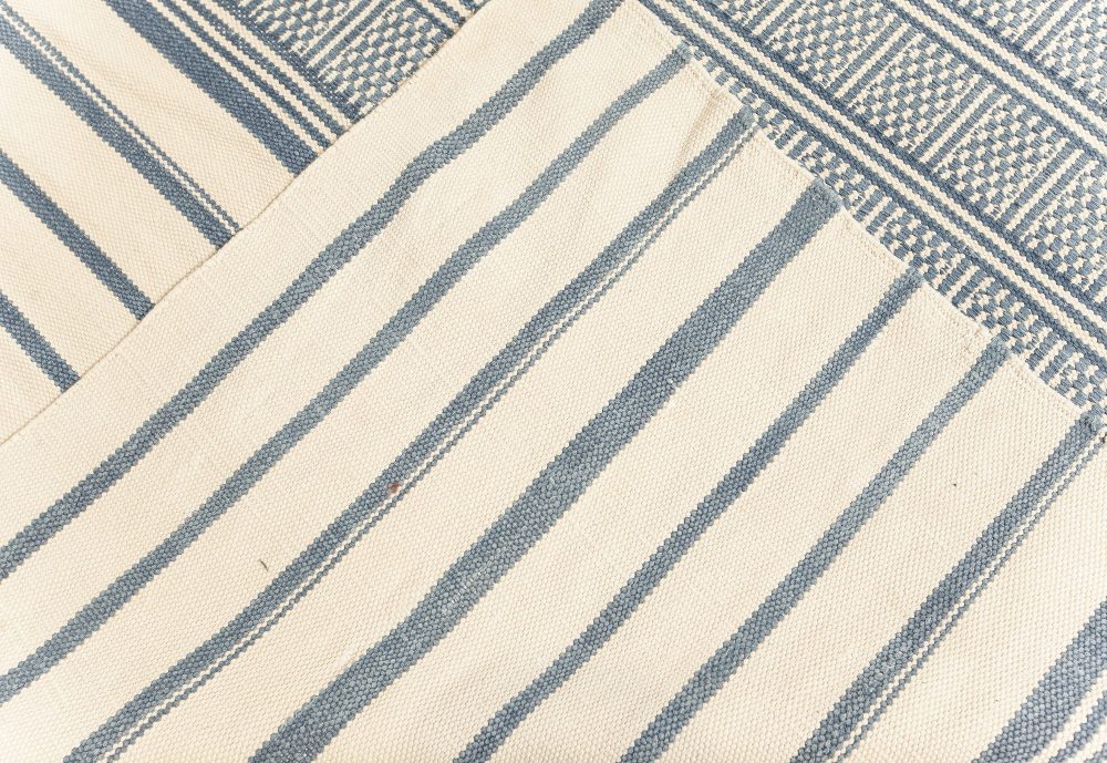 Doris Leslie Blau Collection Modern Geometric Oversized Dhurrie Blue, White Rug N12171