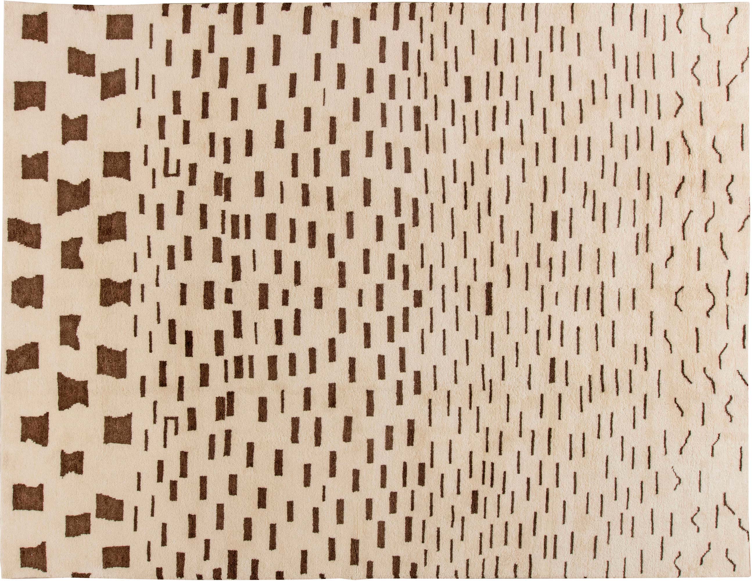 New Moroccan Chocolate Brown and Beige Handwoven Wool Rug N11369 New Moroccan Chocolate Brown and Beige Handwoven Wool Rug N11369
