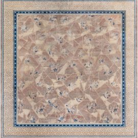 Vintage Chinese Art Deco Floral Warm Tan Hand-Knotted Wool Rug BB7589