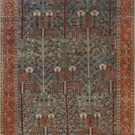 Antique Bakshaish Persian Allover Geometric Cream Hand-Knotted Wool Rug – Circa 1910 BB7588