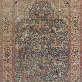 Antique Turkish Allover Ivory Beige Hand-Knotted Wool Carpet – Circa 1920 BB7593
