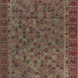 Antique Turkish Allover Floral Slate Blue Hand-Knotted Wool Rug – Circa 1900 (Size Adjusted) BB7599