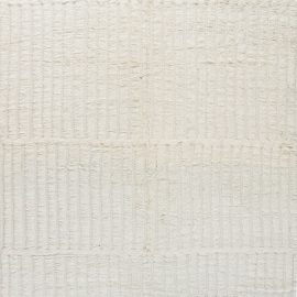“Brique” Contemporary Moroccan Solid Cream Hand-Knotted Wool Rug N12123