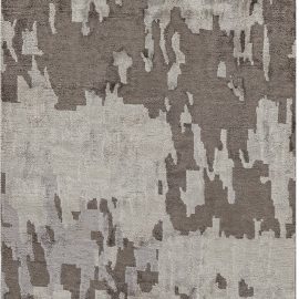 Contemporary Abstract Weathered Plaster Classic Taupe Hand-Knotted Wool & Silk Runner “Stucco” N12175