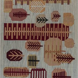 Flatweave Modern Floral Wool Rug In Light Gray “Bosque” N12173