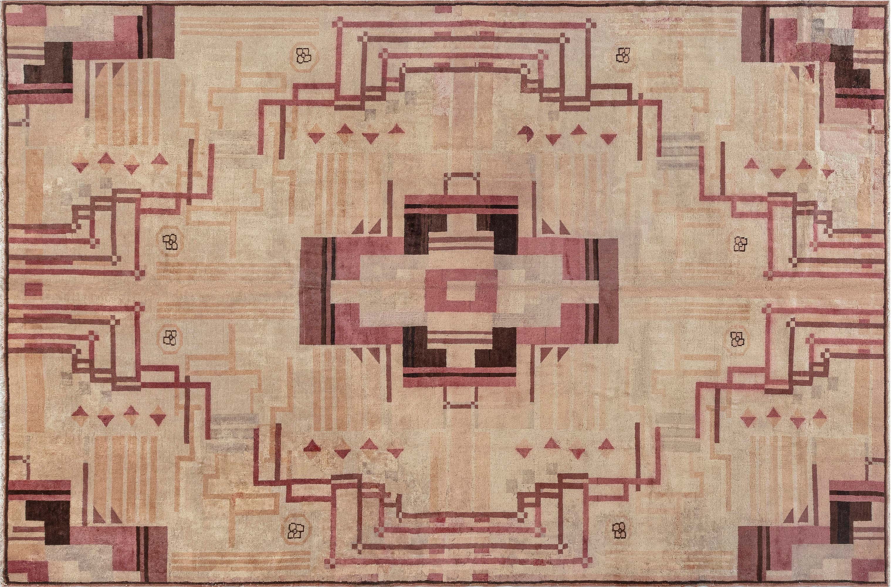 Vintage Art Deco Pink Rug BB7529