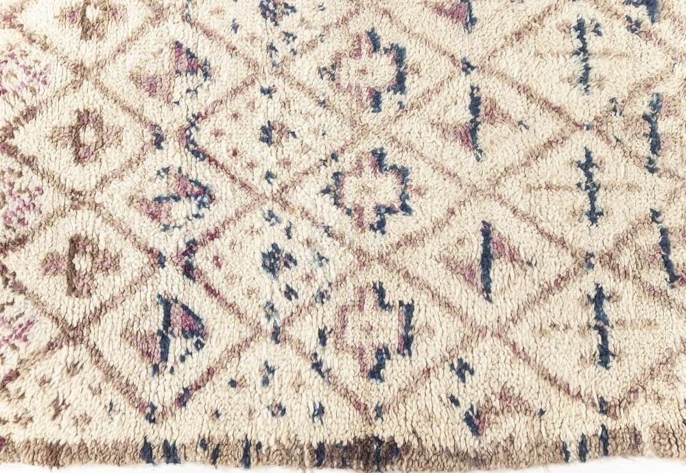 High-Quality Vintage Moroccan Rug in Beige, Blue, Purple BB7610