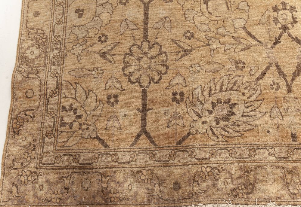 Antique Indian Amritsar Beige, Brown Handmade Wool Rug BB7616