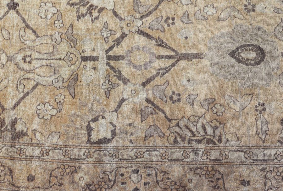 Antique Indian Amritsar Beige, Brown Handmade Wool Rug BB7616