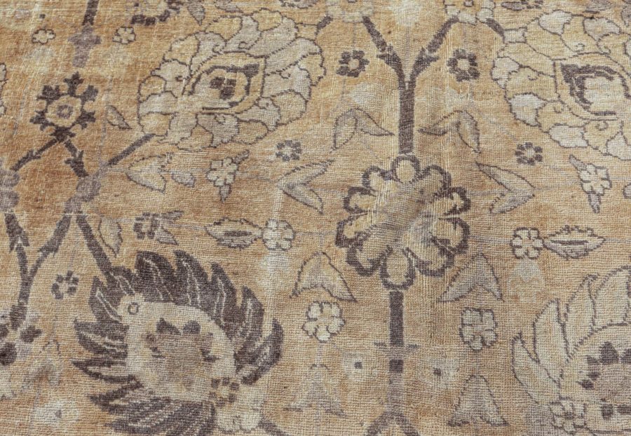 Antique Indian Amritsar Beige, Brown Handmade Wool Rug BB7616