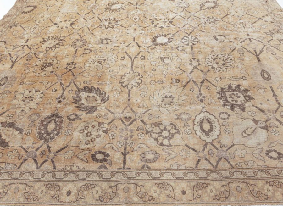 Antique Indian Amritsar Beige, Brown Handmade Wool Rug BB7616