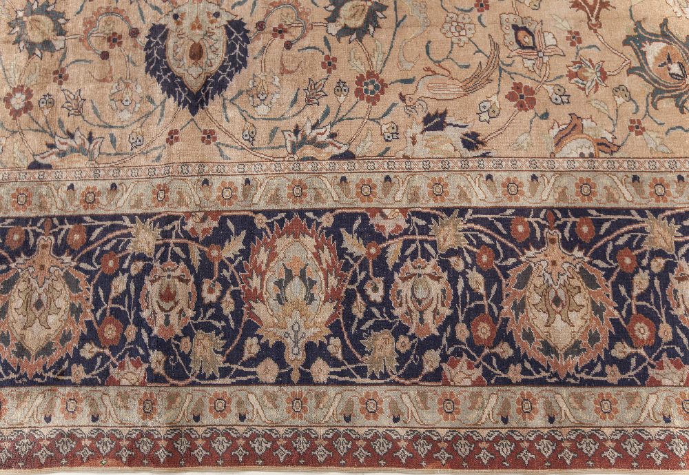 Authentic Turkish Silk Rug in Blue, Brown, Green, Orange, Pink, Purple BB7617