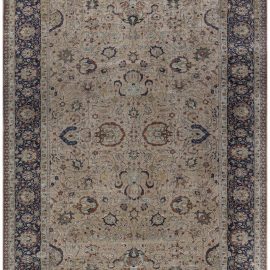 Turkish Antique Allover Floral Warm Tan Hand-Knotted Silk Rug – Circa 1900 BB7617