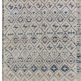 Moroccan Vintage Geometric Soft Beige Hand-Knotted Wool Rug Berber BB7610