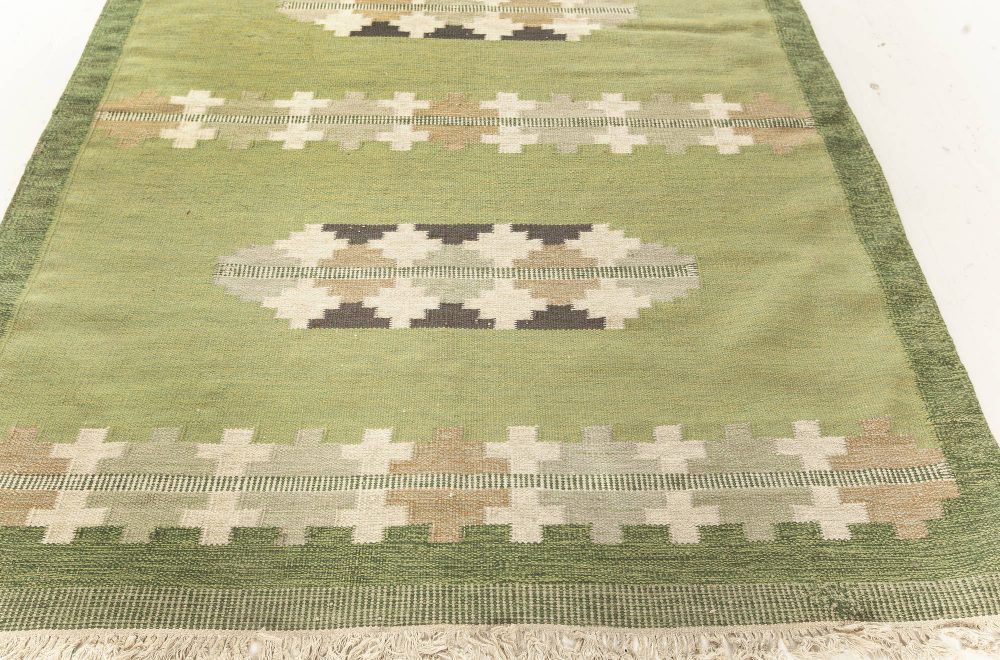 Vintage Swedish Flat weave Rug by GITT GRÄNNSJÖ-CARLSSON. (GG) BB7601