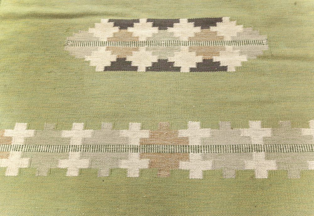 Vintage Swedish Flat weave Rug by GITT GRÄNNSJÖ-CARLSSON. (GG) BB7601