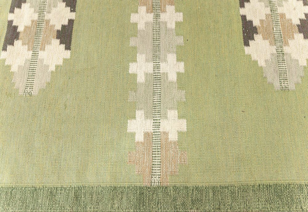 Vintage Swedish Flat weave Rug by GITT GRÄNNSJÖ-CARLSSON. (GG) BB7601