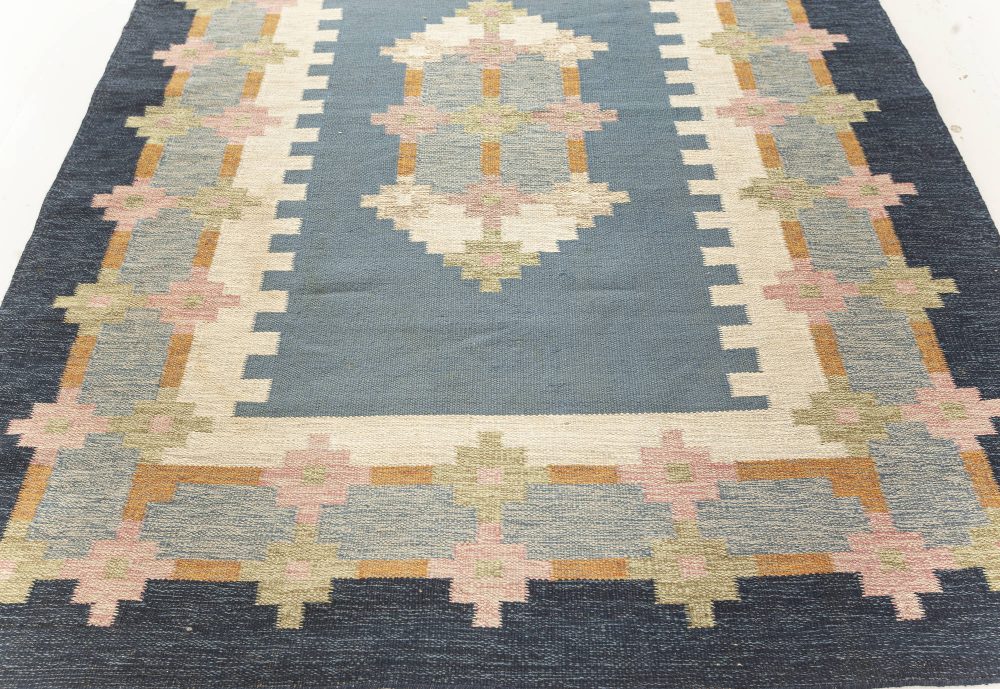 Vintage Swedish Flat weave Rug Signed by  Ellen Stahlbrand (ES) BB7602